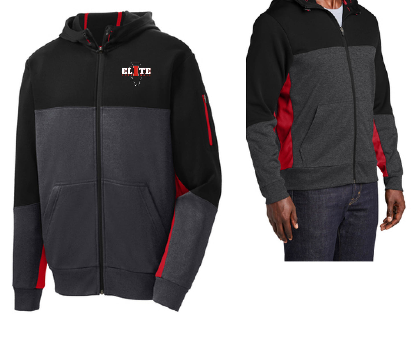 IL ELITE COLOR BLOCK FULL ZIP HOODED JACKET (UNISEX & WOMENS)