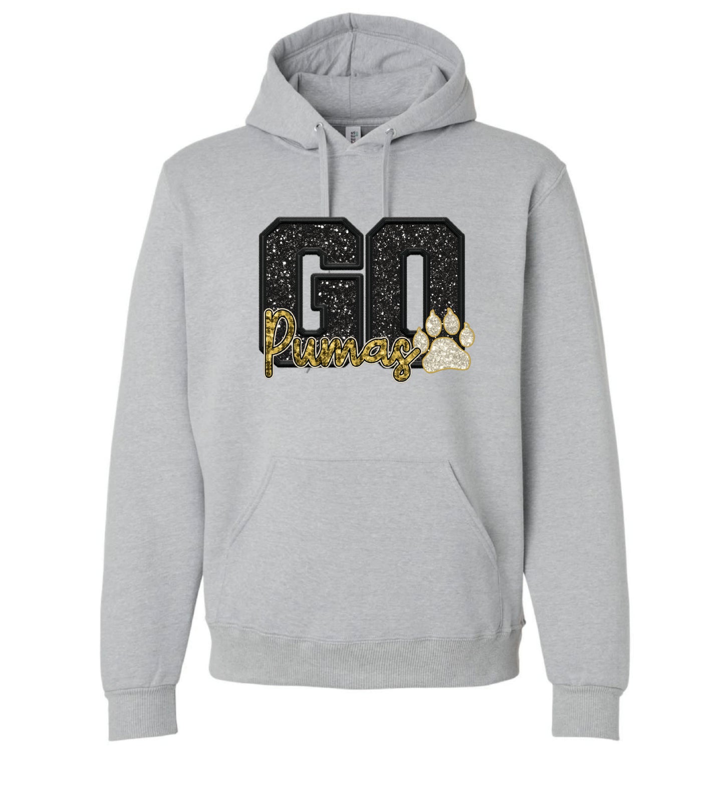 GO PUMAS FAUX SPARKLE HOODED SWEATSHIRT