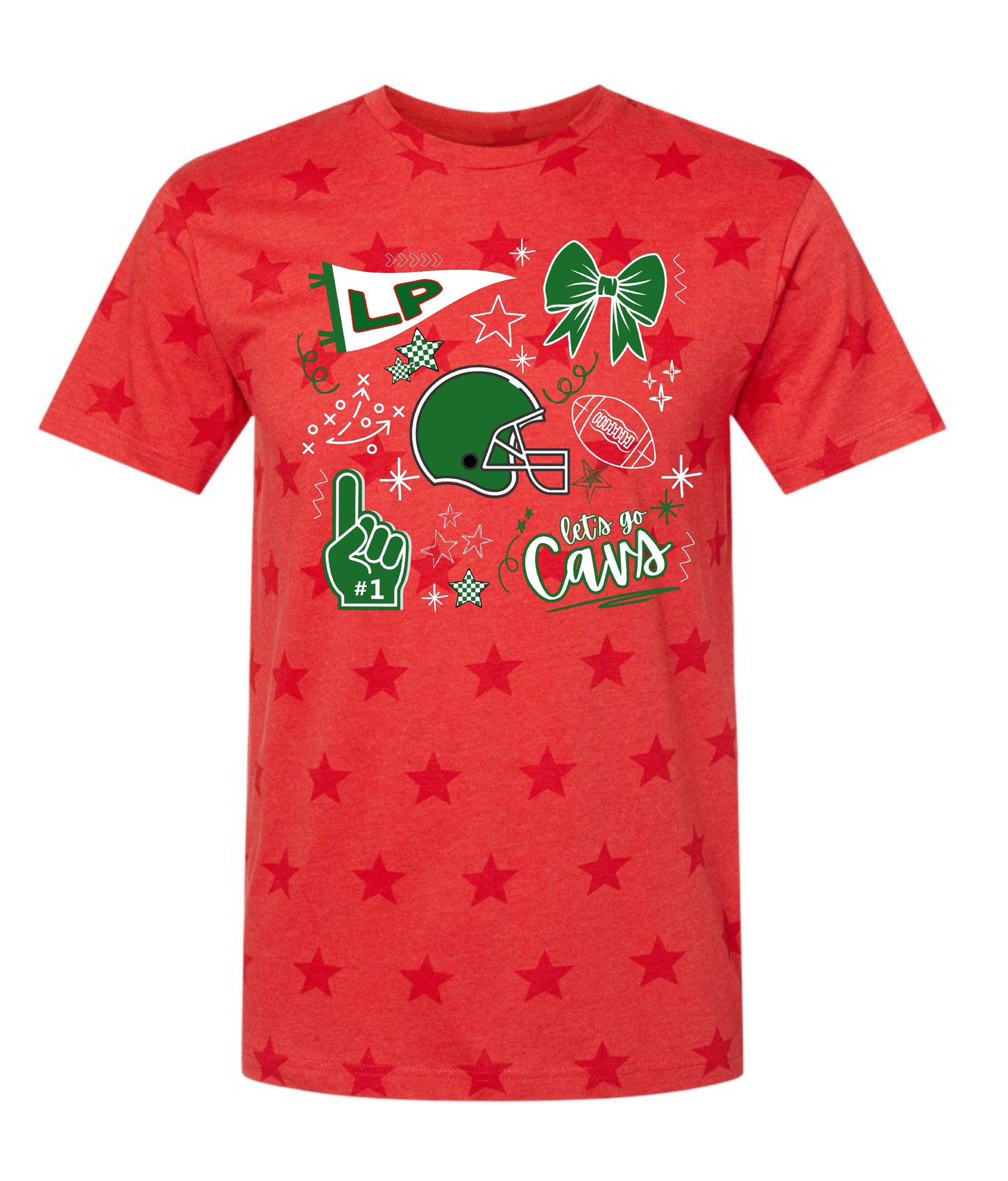 LP FOOTBALL COLLAGE ON RED (T’S, HOODIES, CREWS)