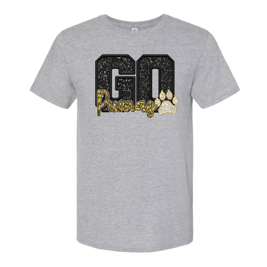 GO PUMAS FAUX SPARKLE T