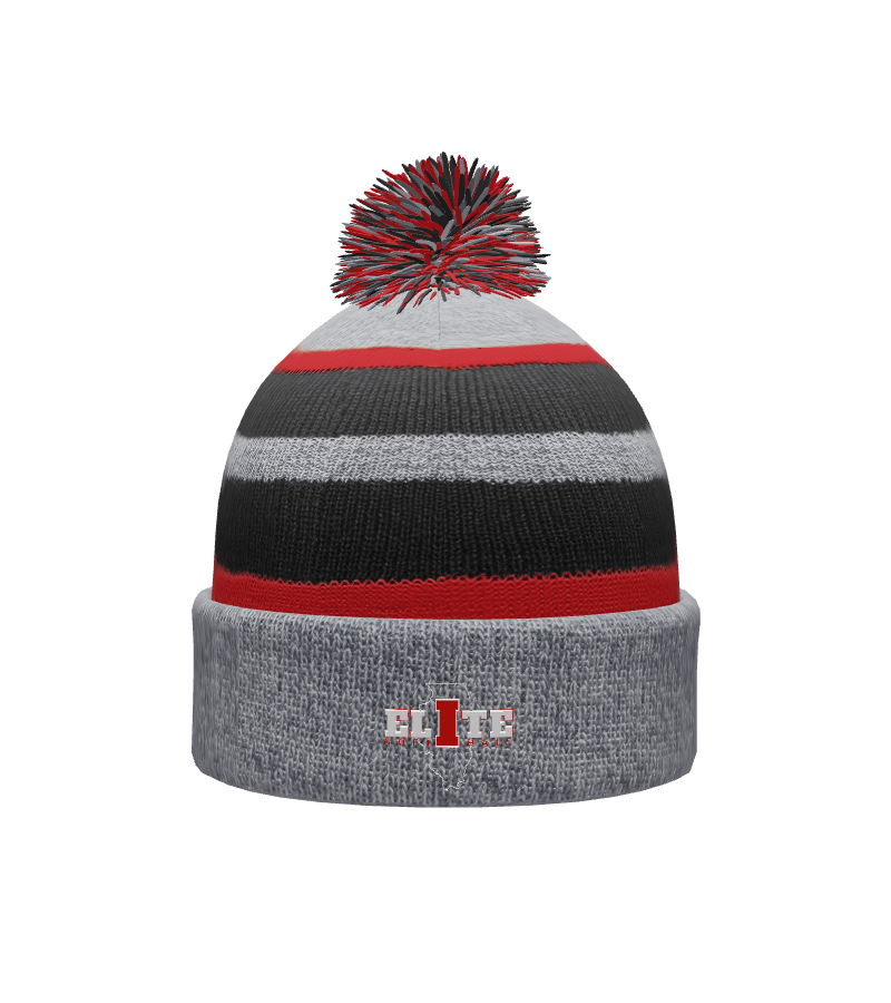 IL ELITE OSFM STRIPED POM BEANIE