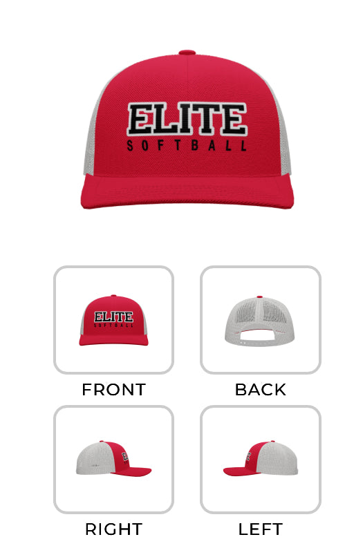 ELITE SOFTBALL SNAPBACK TRUCKER HAT (RED OR BLACK)
