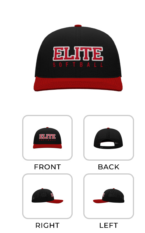 ELITE SOFTBALL SNAPBACK TRUCKER HAT (RED OR BLACK)