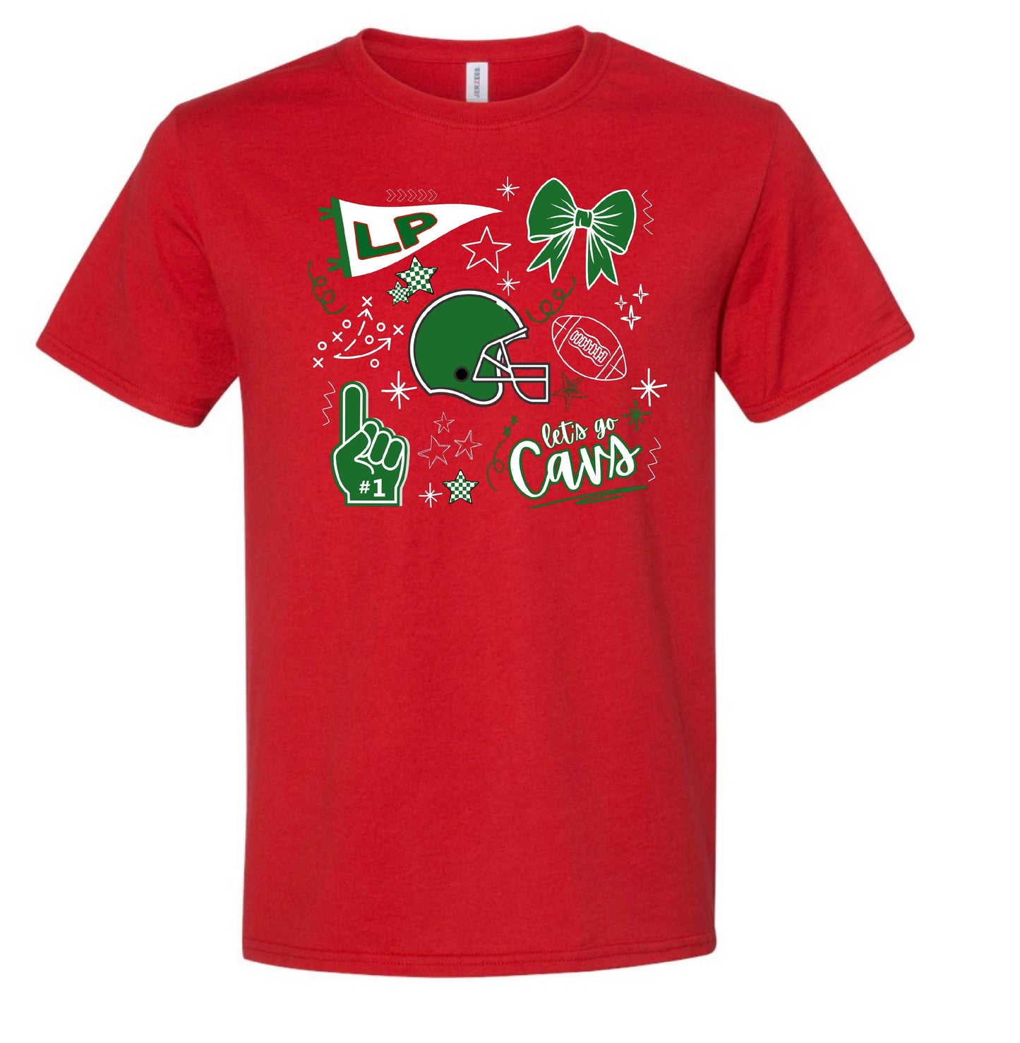 LP FOOTBALL COLLAGE ON RED (T’S, HOODIES, CREWS)