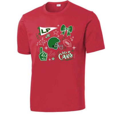 LP FOOTBALL COLLAGE ON RED (T’S, HOODIES, CREWS)