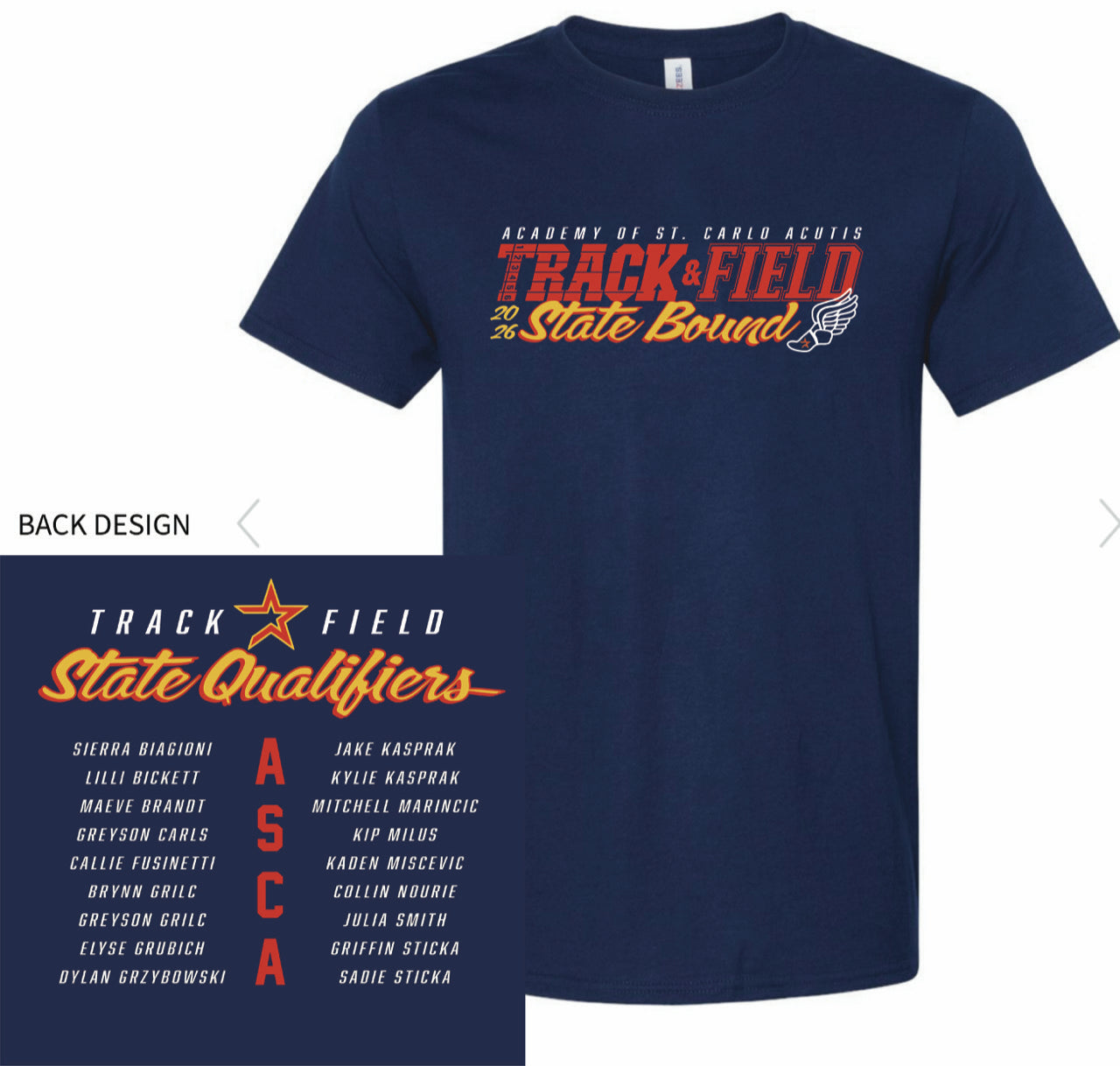 ASCA State bound TRACK AND FIELD  - T SHIRTS